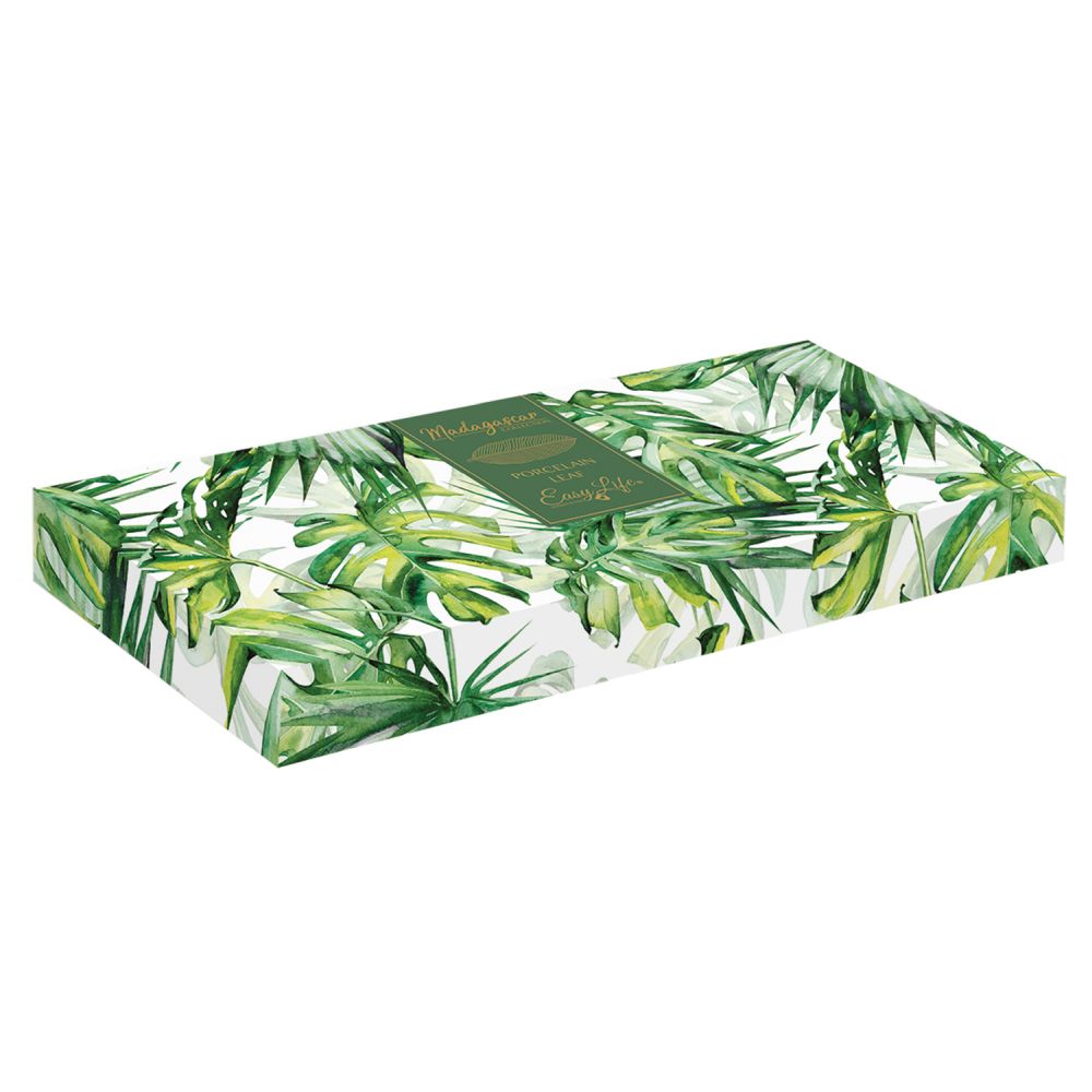 Porzellanblatt 39 x 16 cm In Der Farbbox „Tropische Blätter Grün“