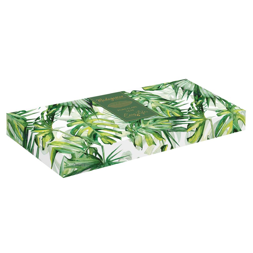 Porzellanblatt 39x16 cm In Der Farbe Leaves Light Green (Blätter, Hellgrün)