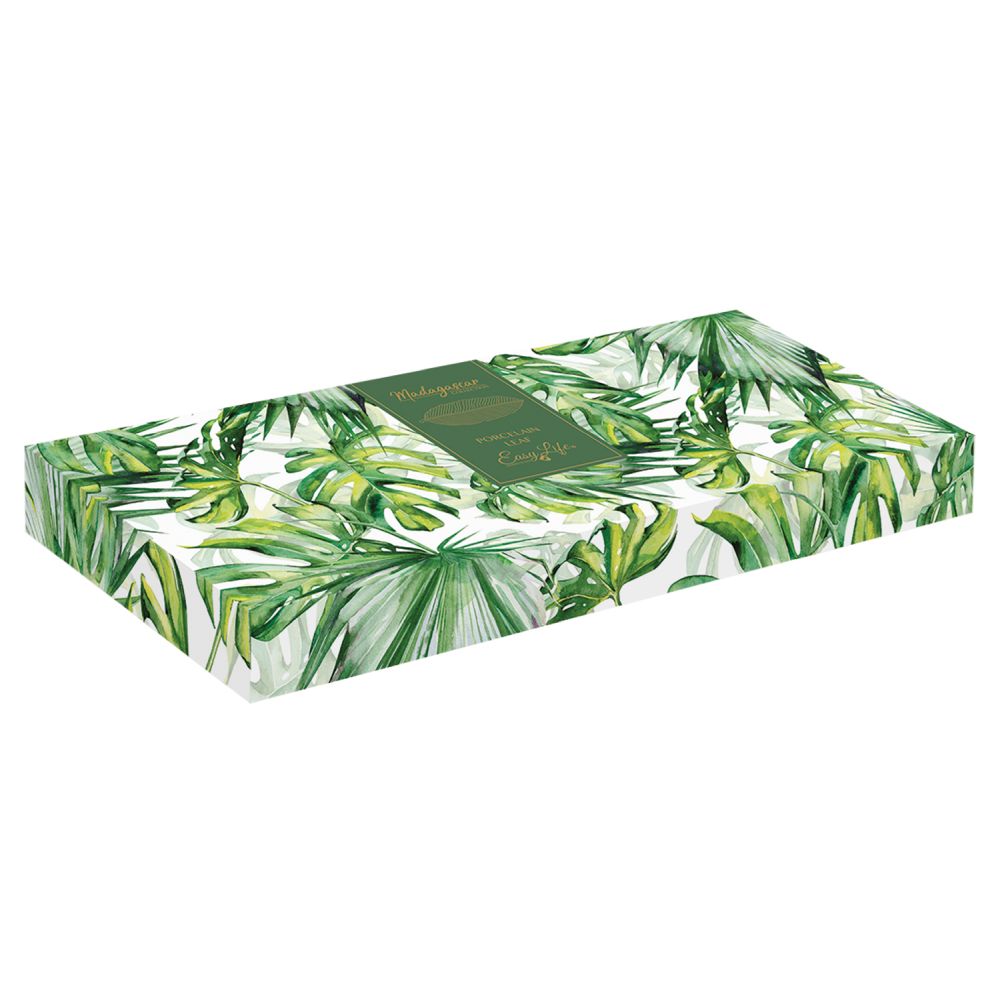 Porzellanblatt 47x19 cm In Der Farbbox Tropical Leaves Green