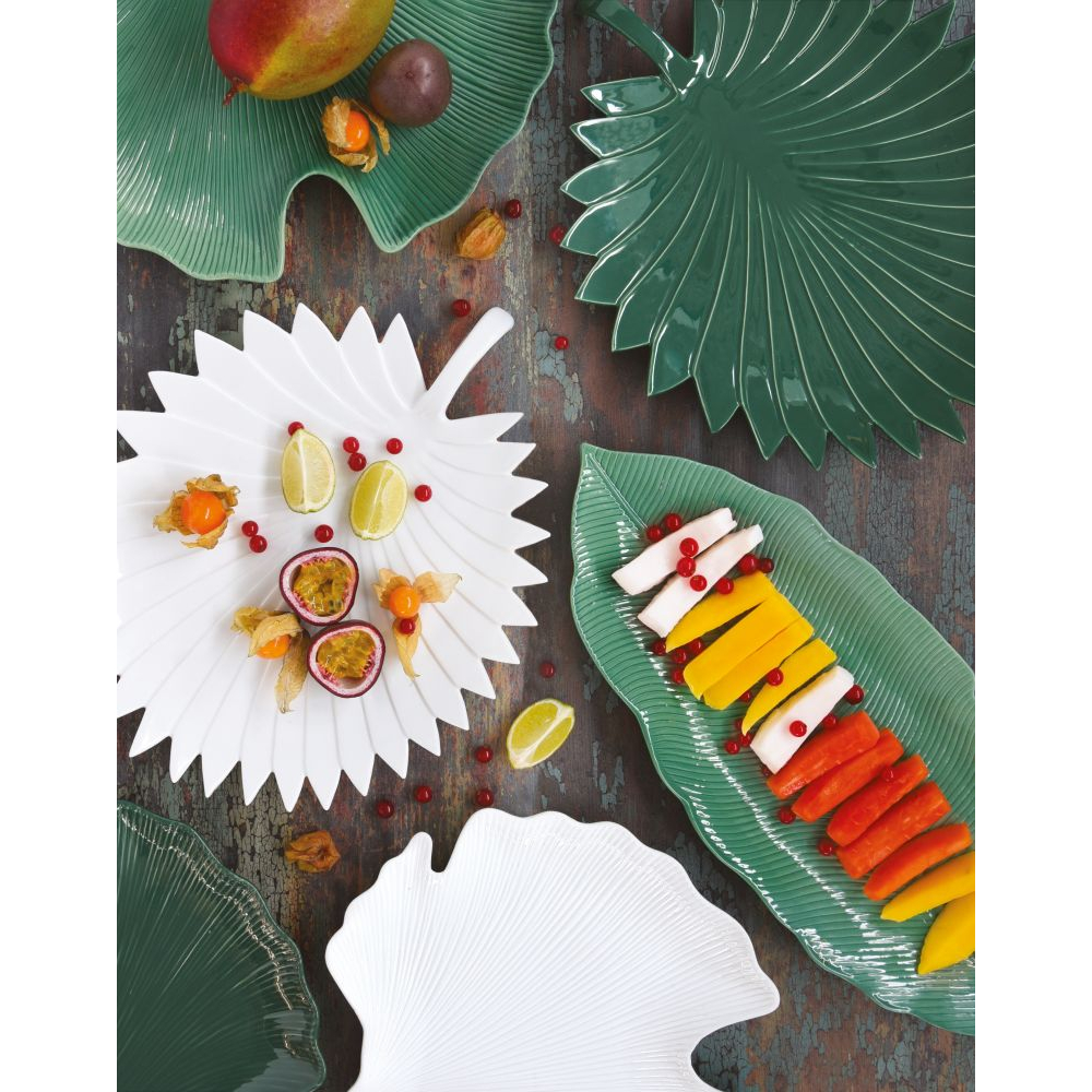 Porzellanblatt, 35 x 29 cm, Ginkgoform, In Weißer Blatt-Farbbox