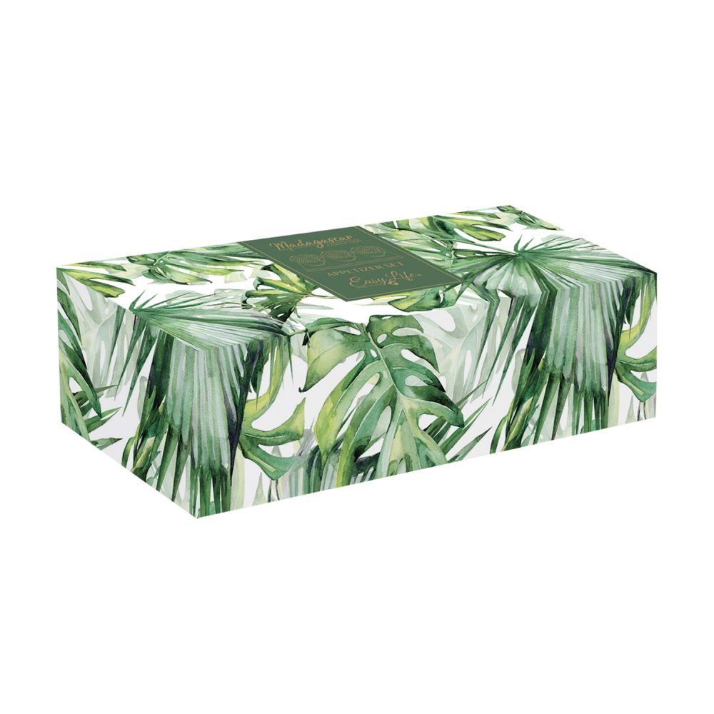 Aperitif-Set Mit Bambustablett Und 3 Blattförmigen Porzellanschalen In Mada-Farbbox