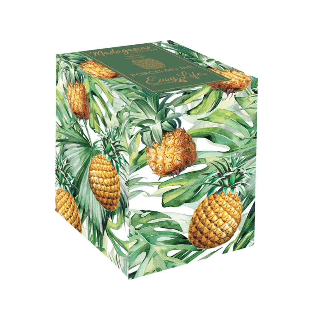 Ananasförmiges Gefäß, 9 x 9 x 15 cm (Höhe), Aus Porzellan, In Gelbgrüner Verpackung