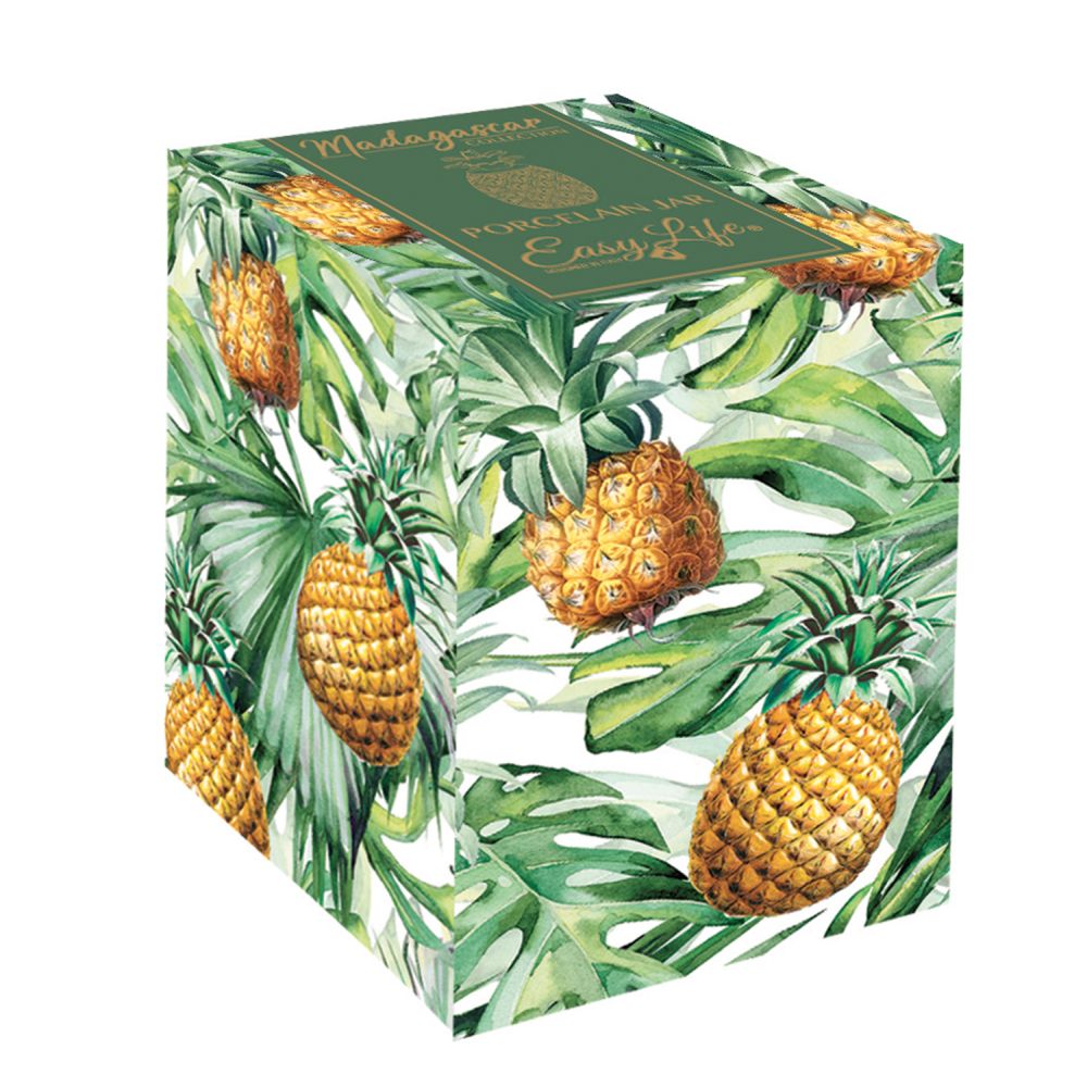 Ananasförmiges Gefäß, 11 x 11 x 18 cm (Höhe), Aus Porzellan, In Gelbgrüner Verpackung