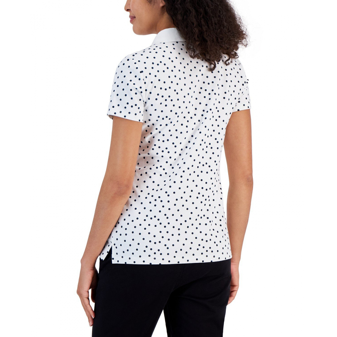 Polo 'Dot-Print Quarter-Button' pour Femmes
