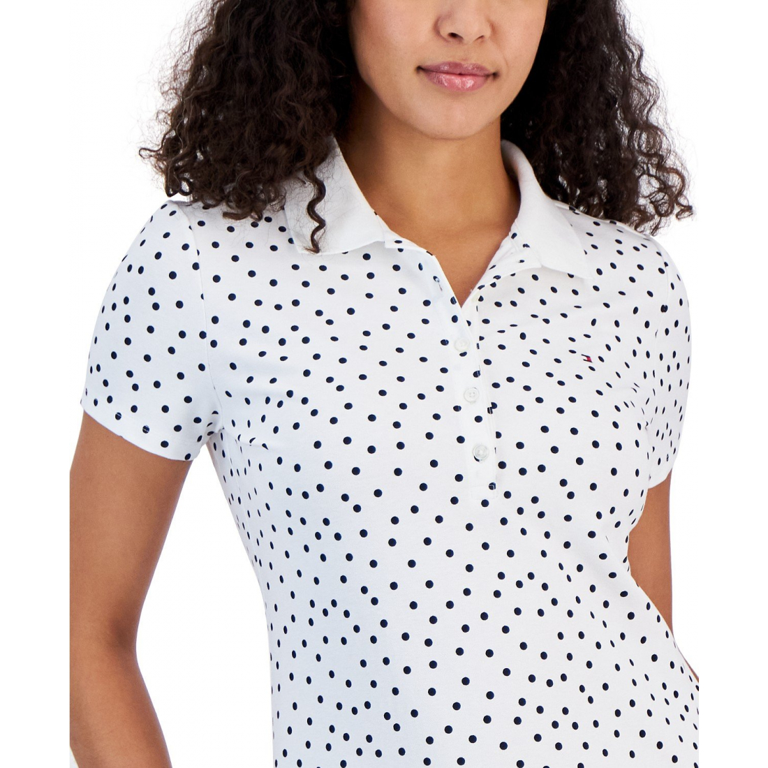 Polo 'Dot-Print Quarter-Button' pour Femmes