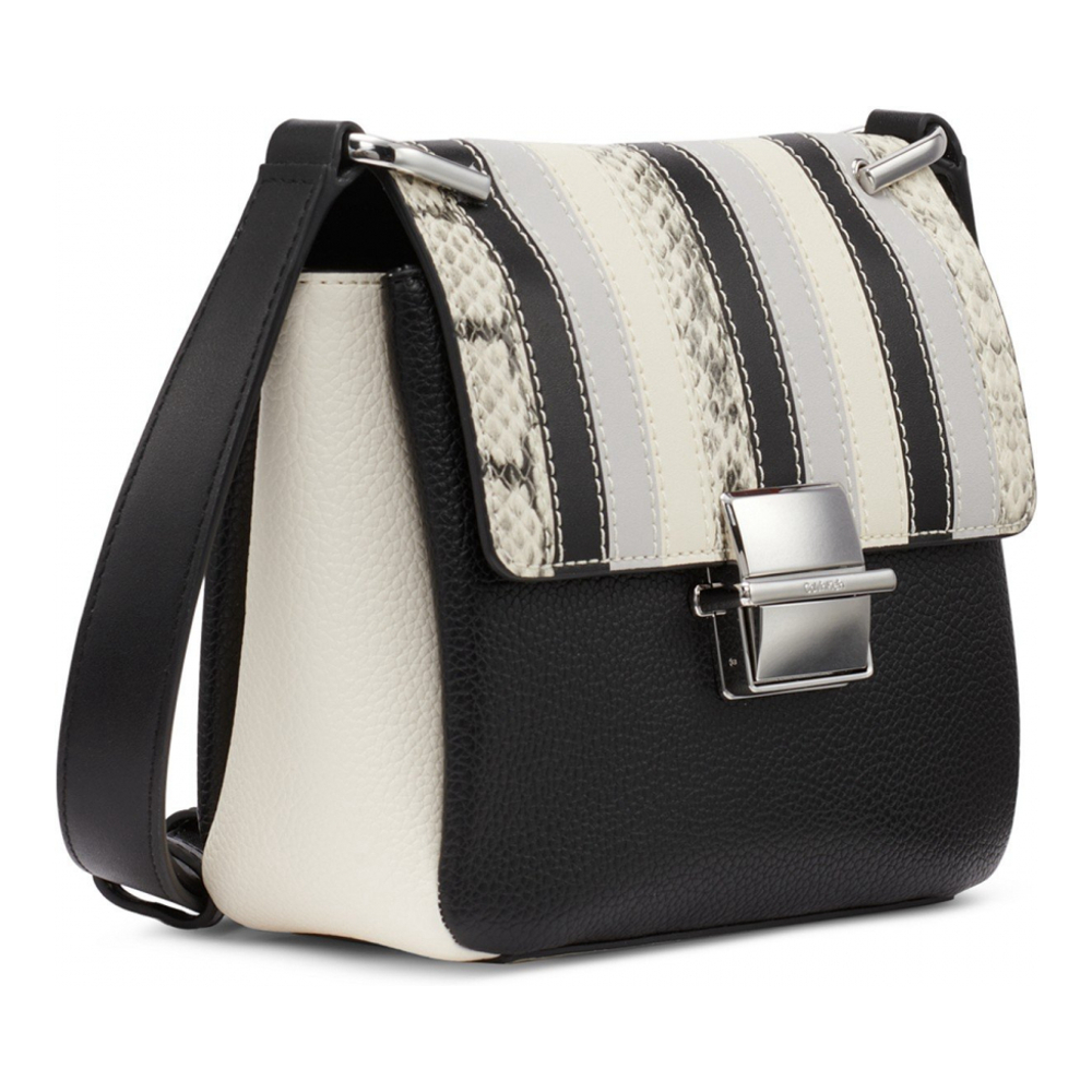 Women's 'Clove Mixed Material Push-Lock with Adjustable Strap' Crossbody Bag