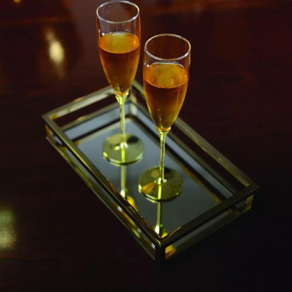 Champagnerflöten aus Glas mit goldfarbenem Metallstiel – 2er-Set