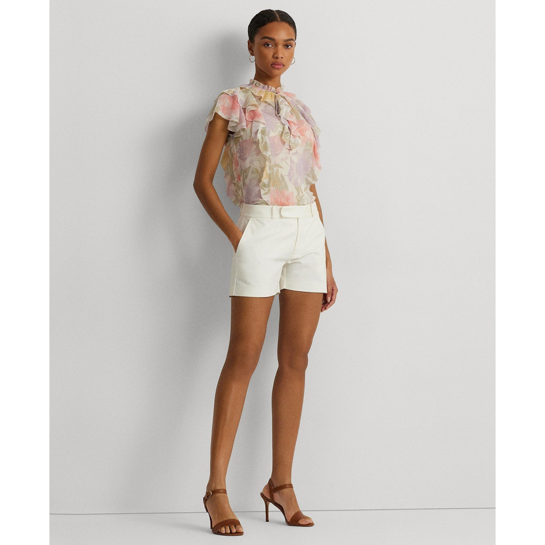 Blouse à manches courtes 'Ruffled Flutter-Sleeve' pour Femmes