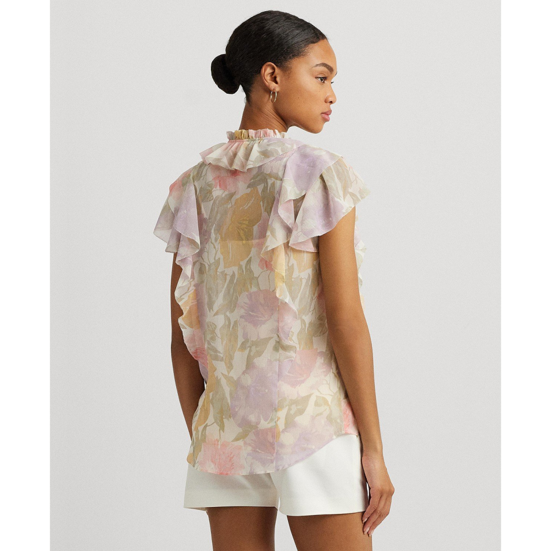 Blouse à manches courtes 'Ruffled Flutter-Sleeve' pour Femmes