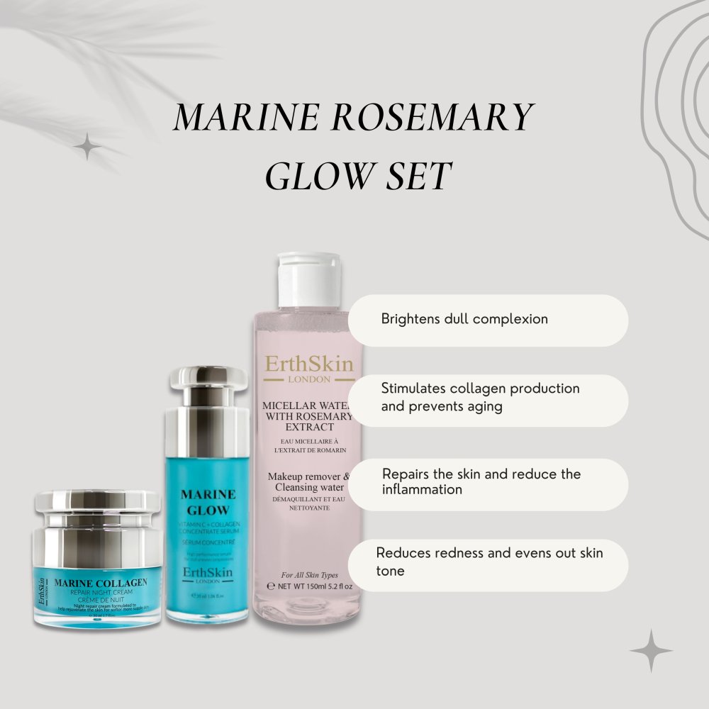 'Rosemary Extract + Marine Glow + Collagen + Marine Collagen' Anti-Aging-Pflegeset - 3 Stücke