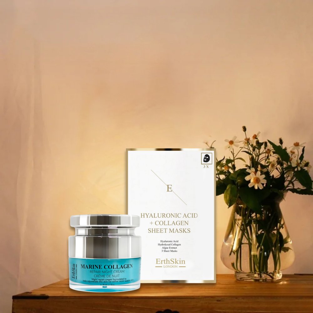 'Marine Collagen + Hyaluronic Acid & Collagen' Anti-Aging-Pflegeset - 2 Stücke