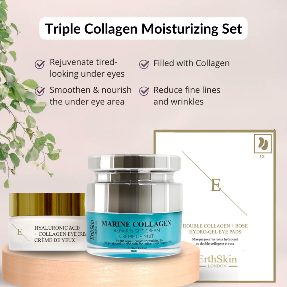 'Marine Collagen + Hyaluronic Acid + Collagen + Double Collagen' Anti-Aging-Pflegeset - 3 Stücke