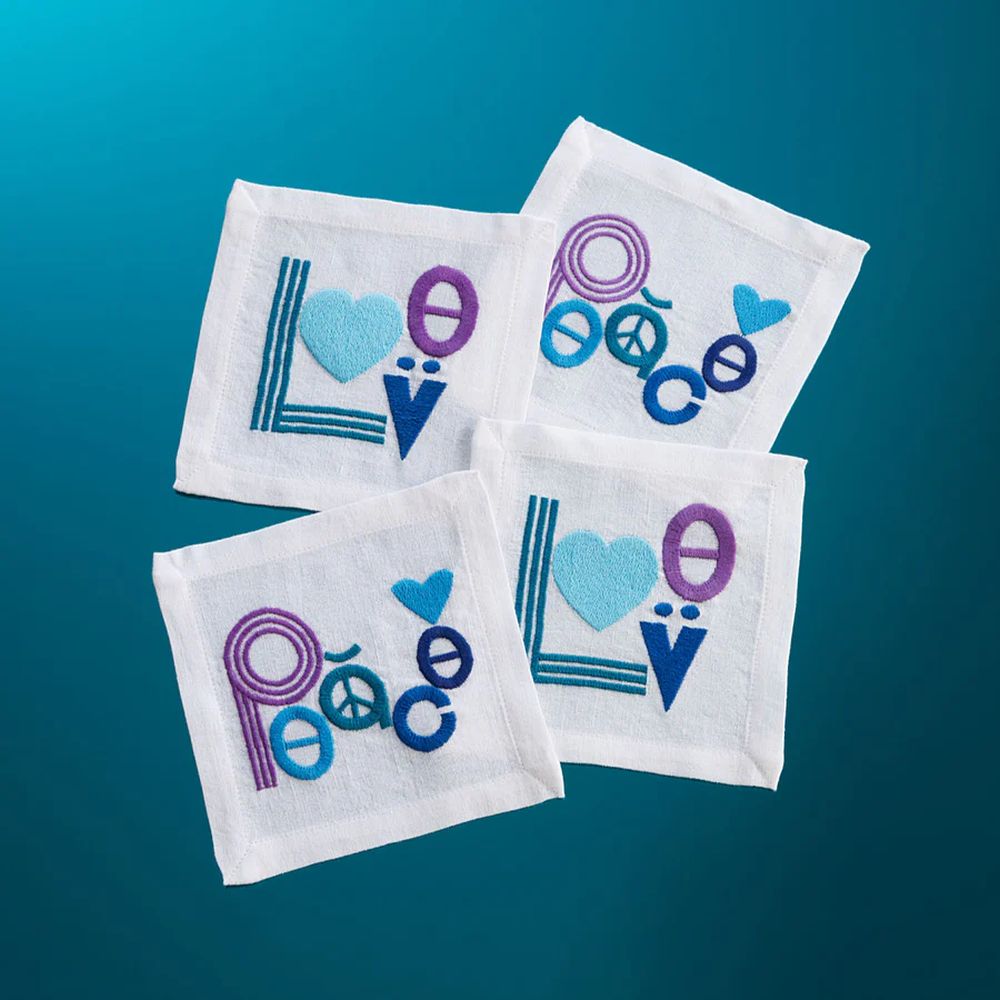 Serviettes 'Peace & Love' - 15 x 15 cm - 4 Pièces