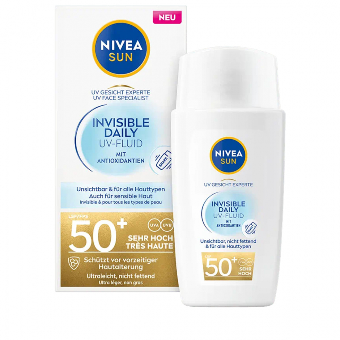 Crème solaire pour le visage 'Sun UV Invisible Daily Fluid LSF 50+' - 40 ml