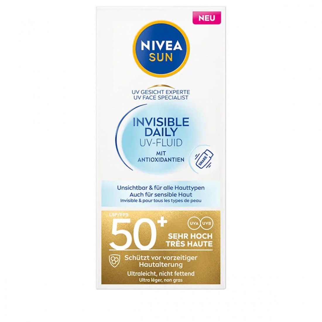 Crème solaire pour le visage 'Sun UV Invisible Daily Fluid LSF 50+' - 40 ml