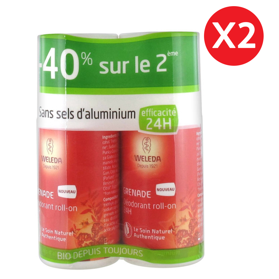 Déodorant Roll-On 24H Grenade DUO - 50 ml, 2 Pièces