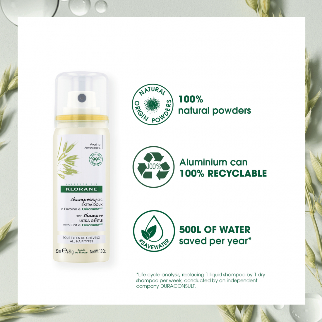 Shampoing Sec Extra-Doux à L'Avoine Et Ceramide - 250 ml