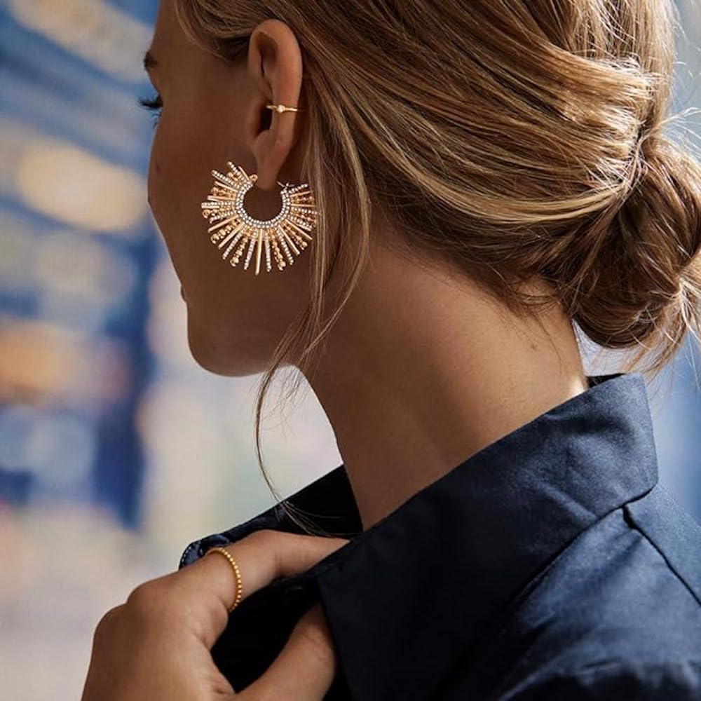 Boucles d'oreilles 'Radiant Sunburst Hoop' pour Femmes