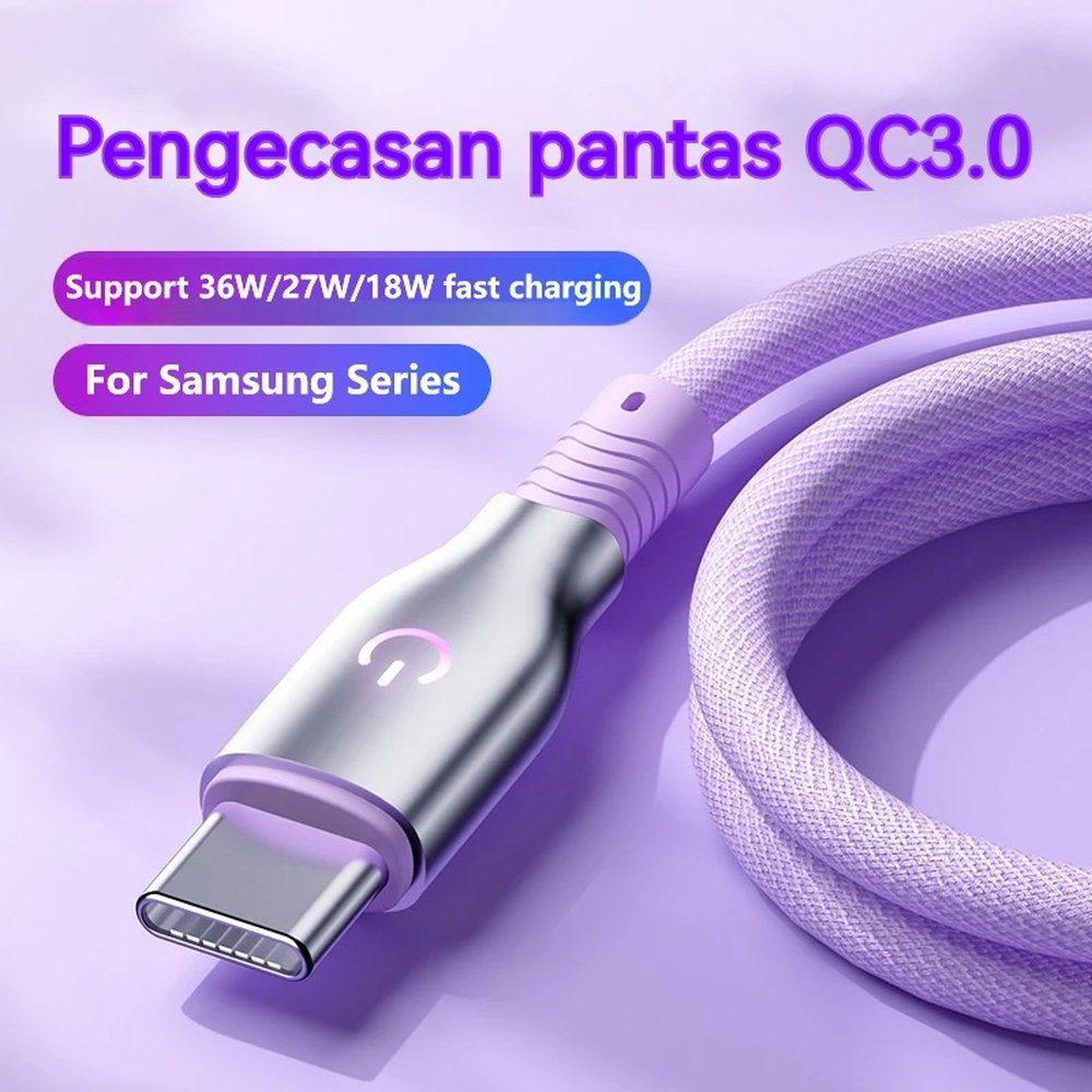 USB to USB-C cable 36w
- fast charge - 1.2m - Purple