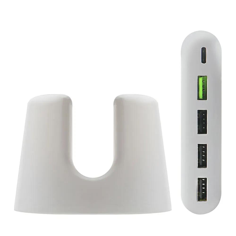 5-Port-USB-Ladestation mit 60 W Leistung, davon ein 30-W-Netzteilanschluss und ein 18-W-QC-3.0-Anschluss.