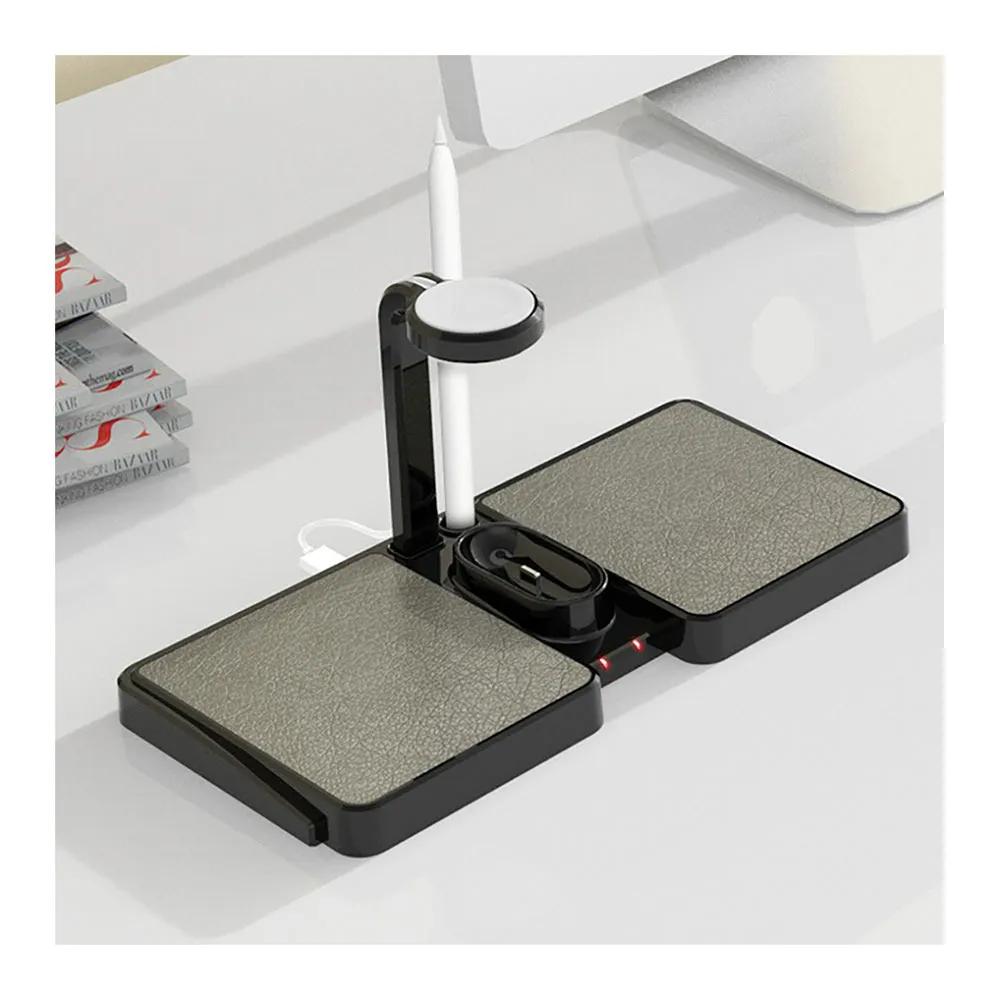 Support de charge sans fil 4 en 1 pour iOS, Android, Apple Watch et AirPods - Argent