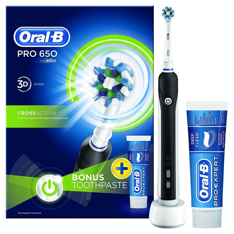 'Pro 650 Cross Action Black' Electric Toothbrush Set - 6 Units