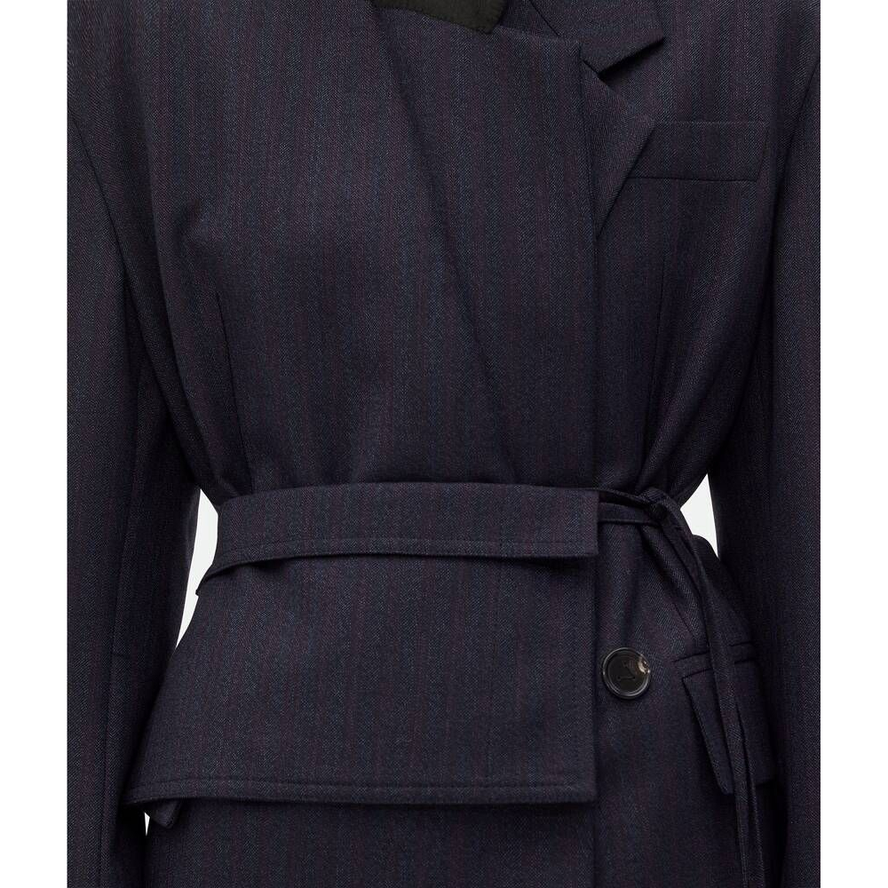 Women's 'Striped Belted' Belted Coat