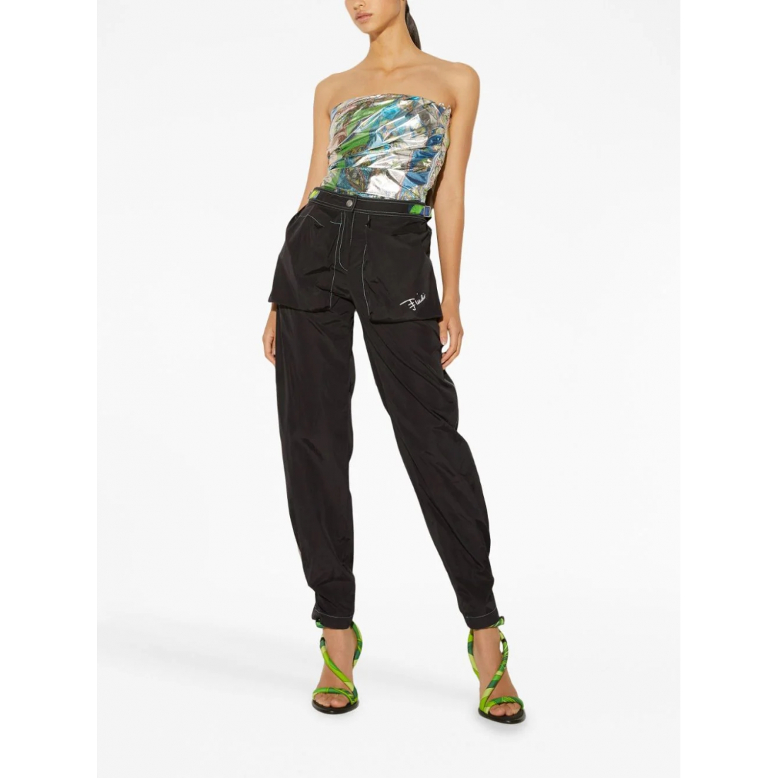 Pantalon 'Logo-Print High-Waisted' pour Femmes