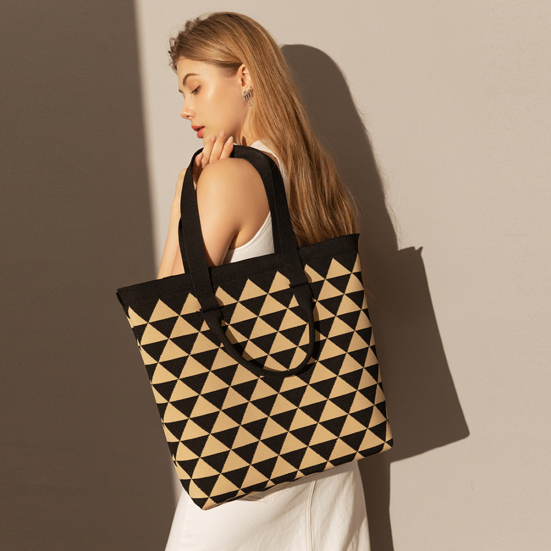 'Triangle Checkered' Tote Handtasche für Damen