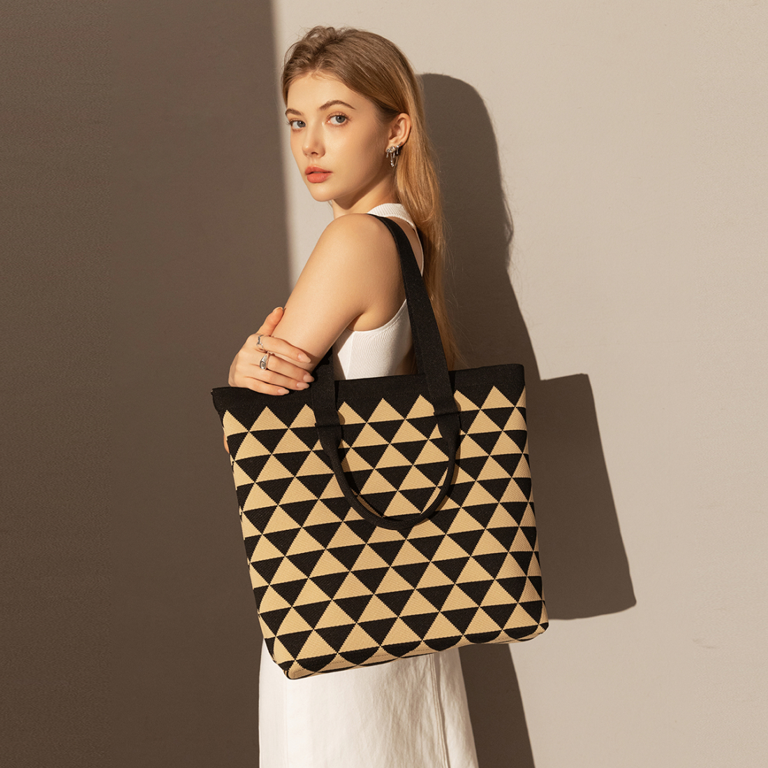 'Triangle Checkered' Tote Handtasche für Damen