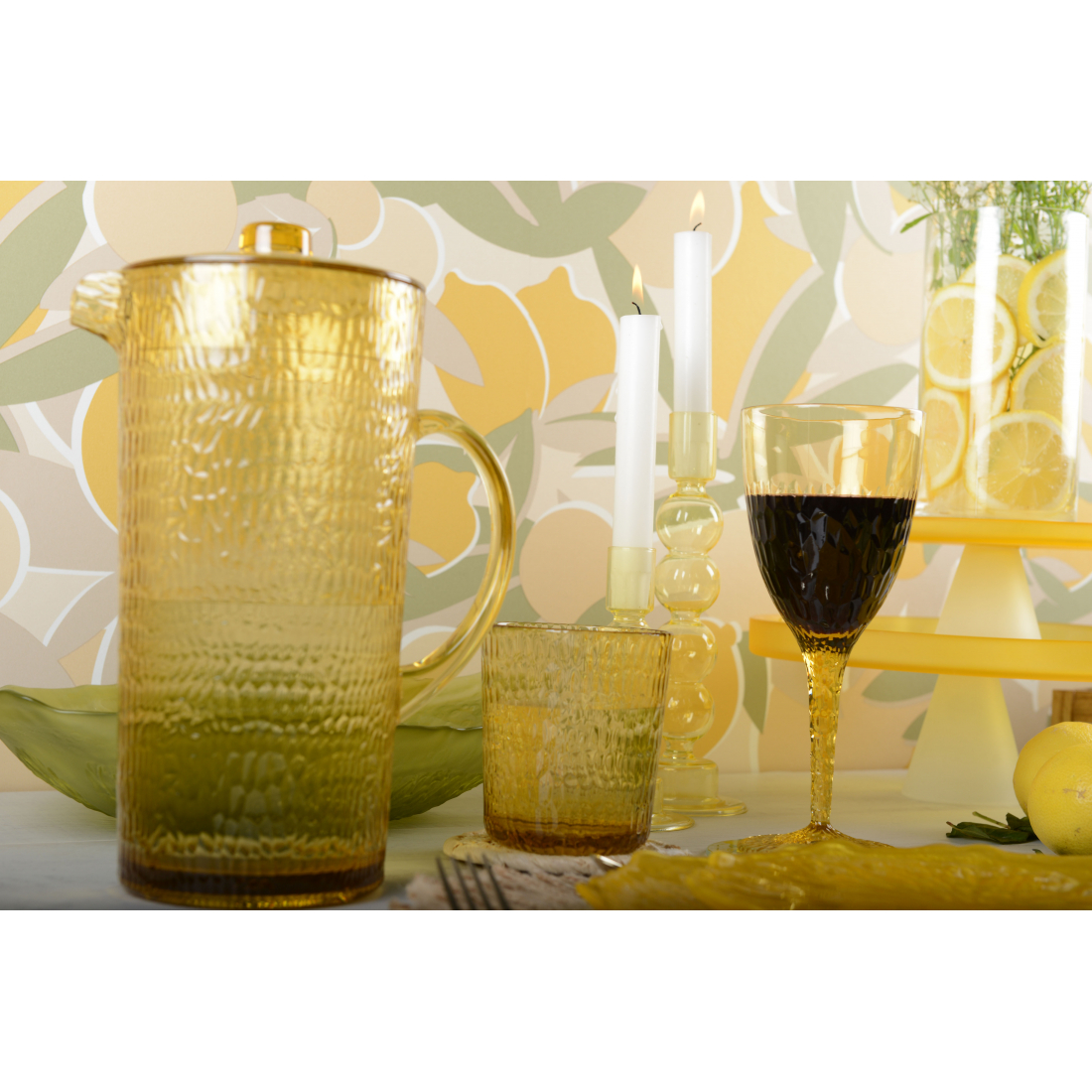Verres A Vin Jaune Acrylique - Lot De 6