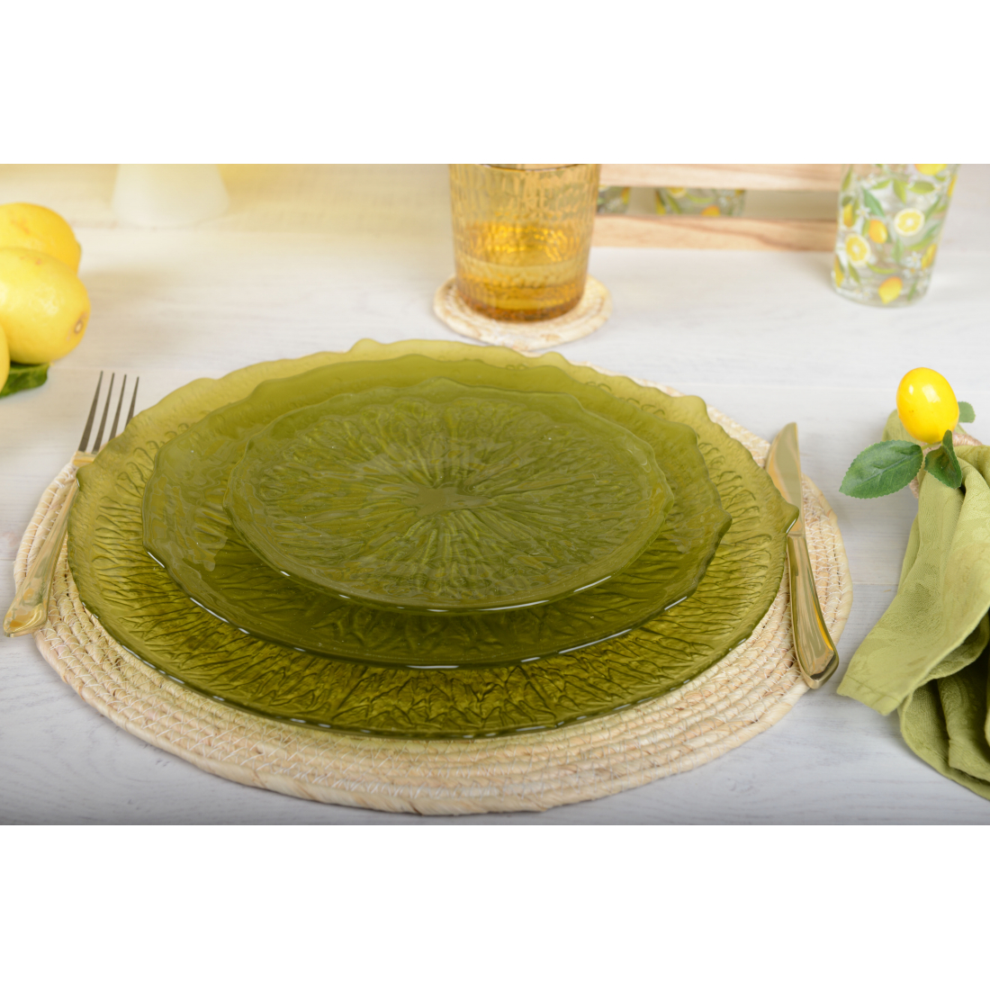 Assiette De Presentation Verte - 34 cm - Citron