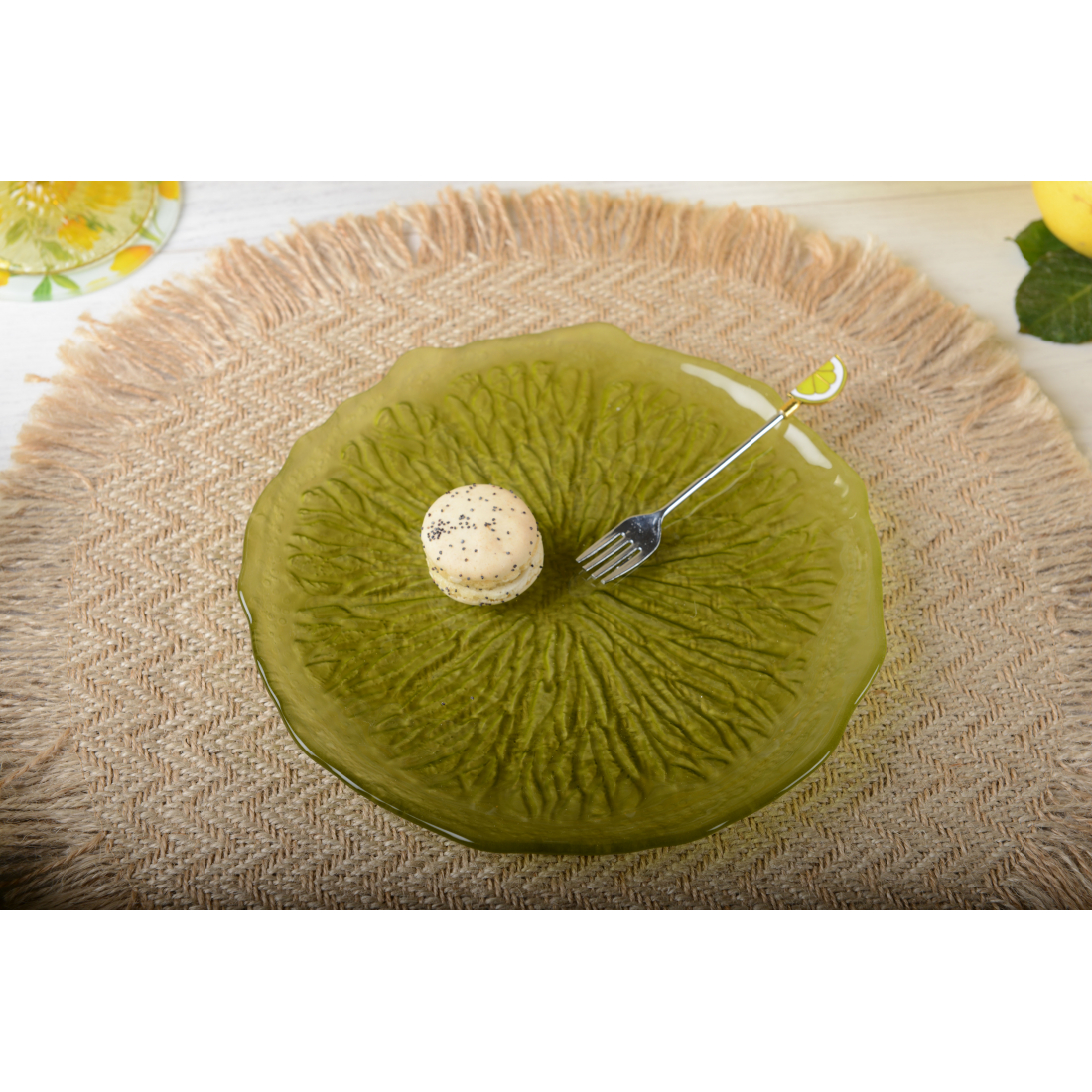 Assiette A Dessert Verte - 21 cm - Citron