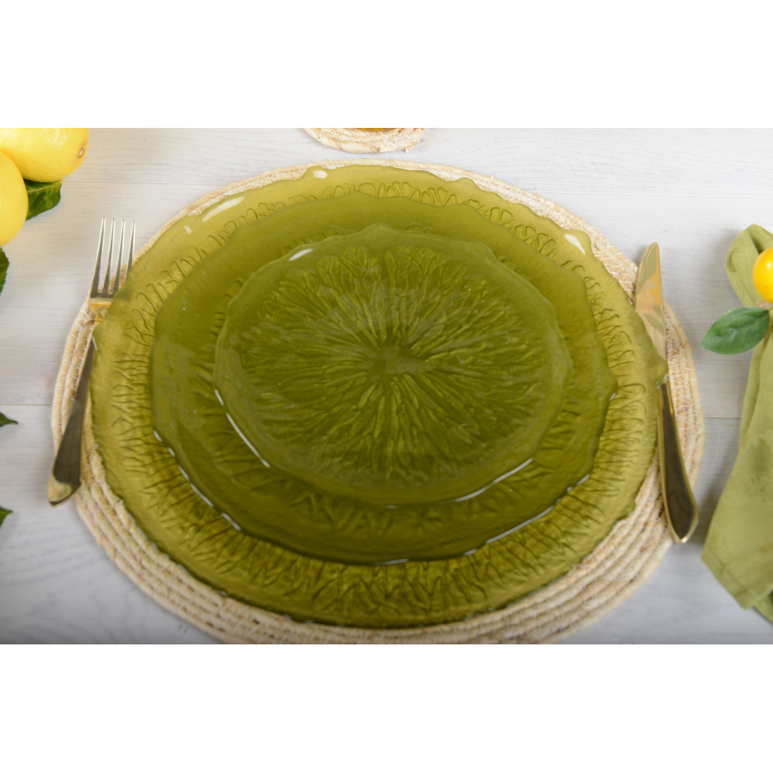 Assiette A Dessert Verte - 21 cm - Citron