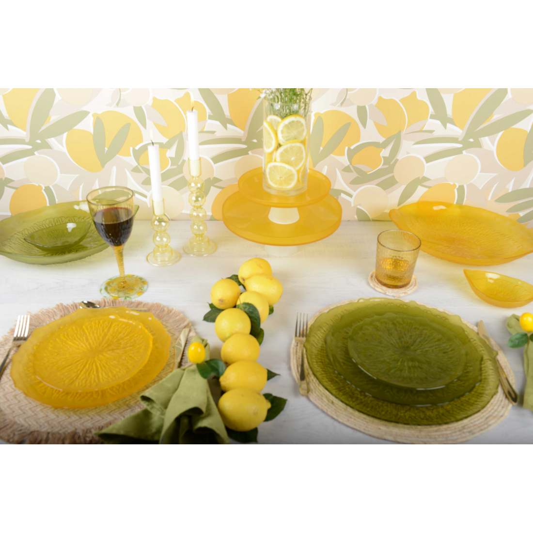 Assiette A Dessert Verte - 21 cm - Citron