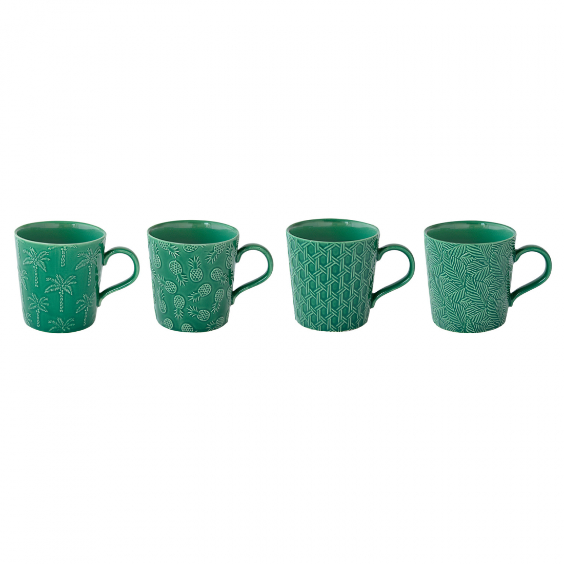 Set Of 4 Porcelain Mugs Of 380 ml In Tropicana Box