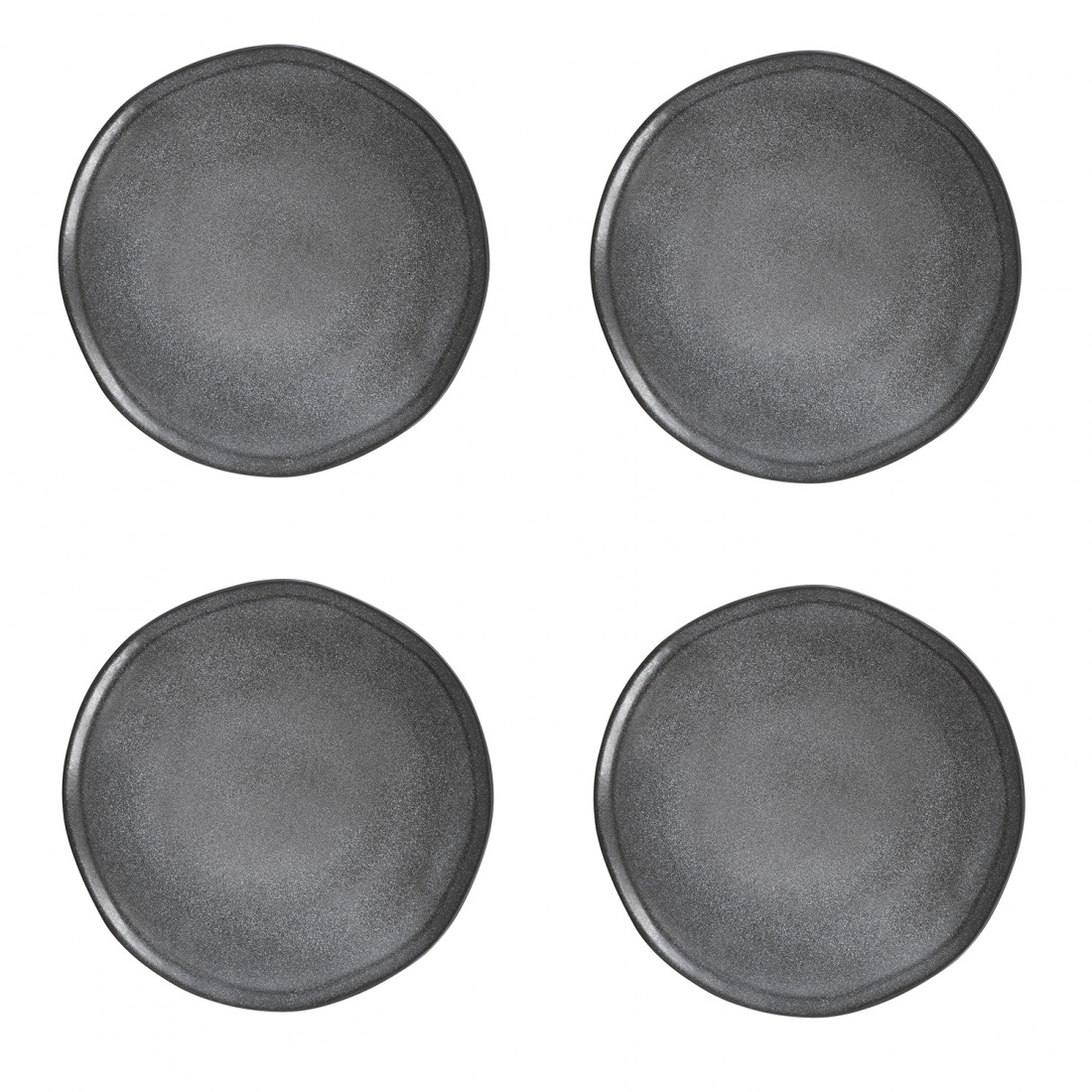 Set Aus 4 Speisetellern, Ø 26,5 cm, Aus Essential Dark Gray Steinzeug.