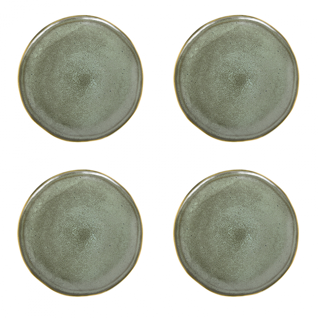 Set Aus 4 Speisetellern, Ø 26,5 cm, Aus Essential Green Steingut