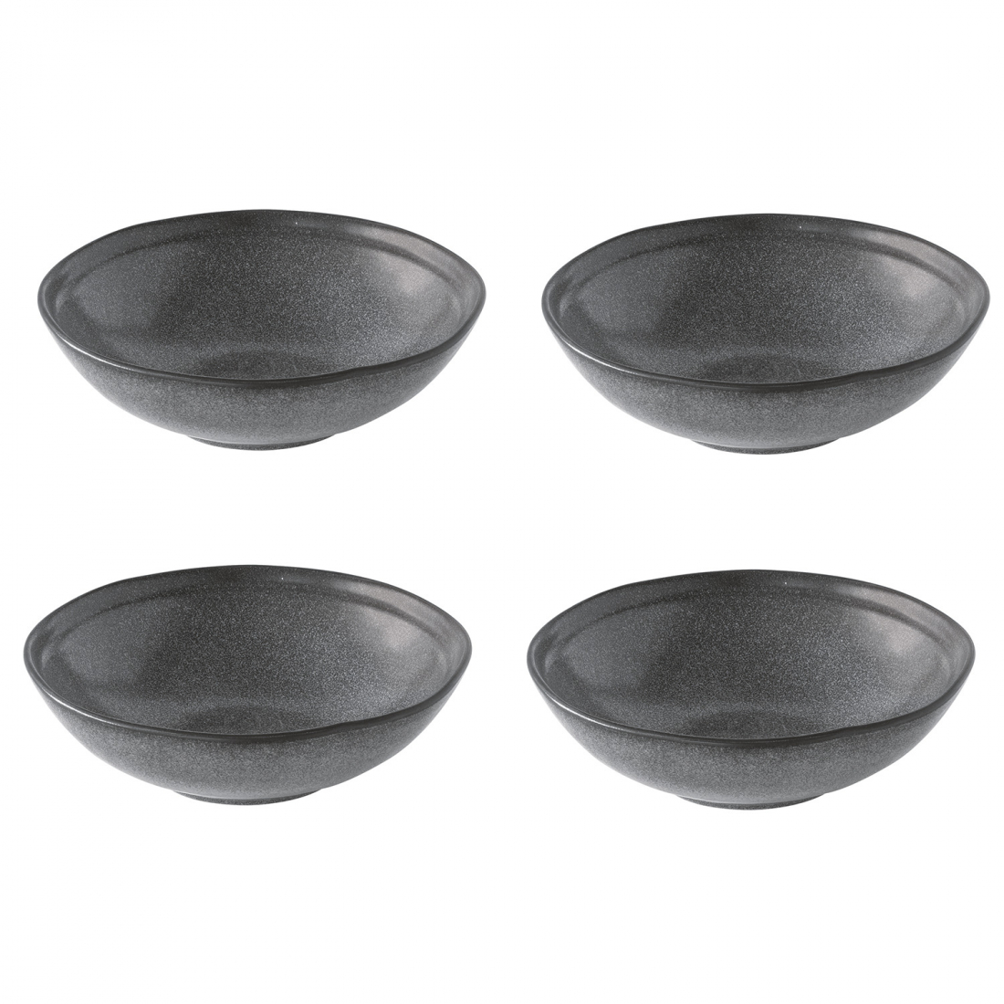 Set Of 4 Deep Plates Ø 18 cm In Essential Dark Gray Stoneware