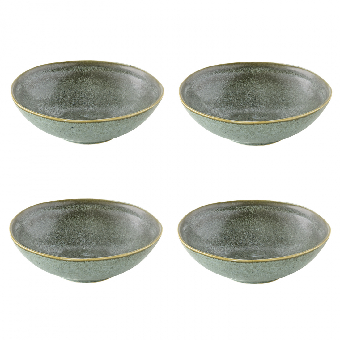 Set Aus 4 Tiefen Tellern, Ø 18 cm, Aus Essential Green Steinzeug