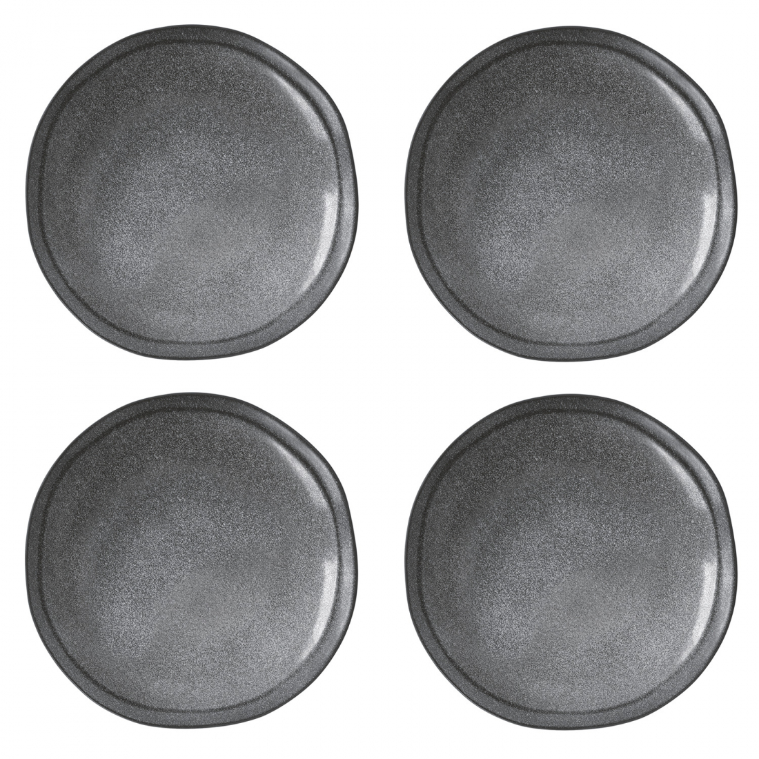 Set Of 4 Deep Plates Ø 21 cm In Essential Dark Gray Stoneware
