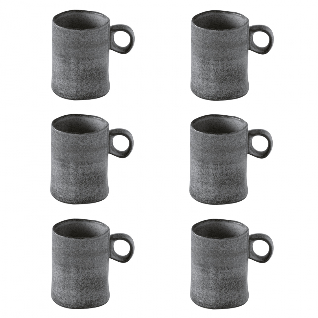 Set Mit 6 Essential Dunkelgrauen Steingutbechern 280 ml