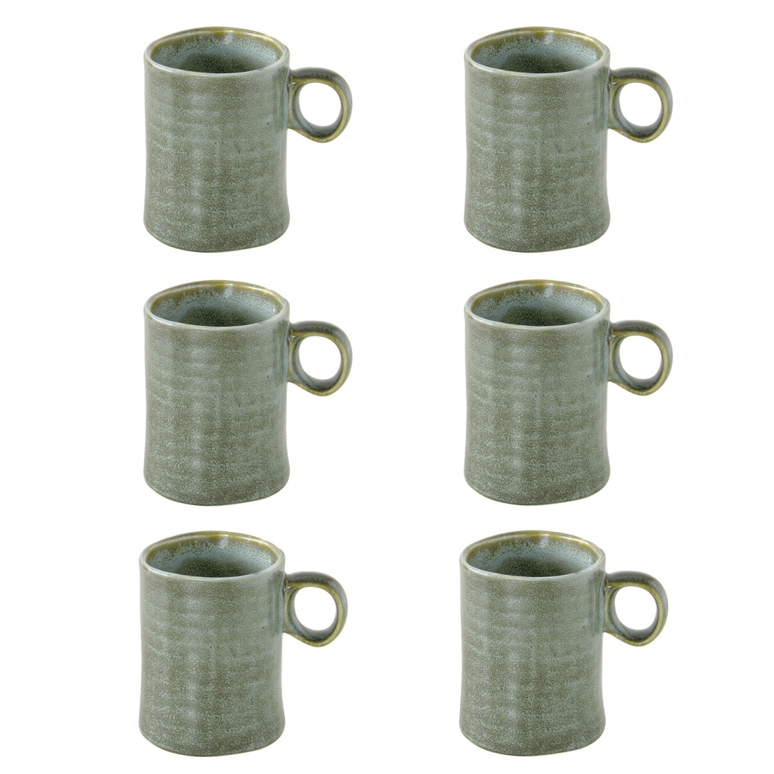 Set Mit 6 Essential Green Steingutbechern 280 ml