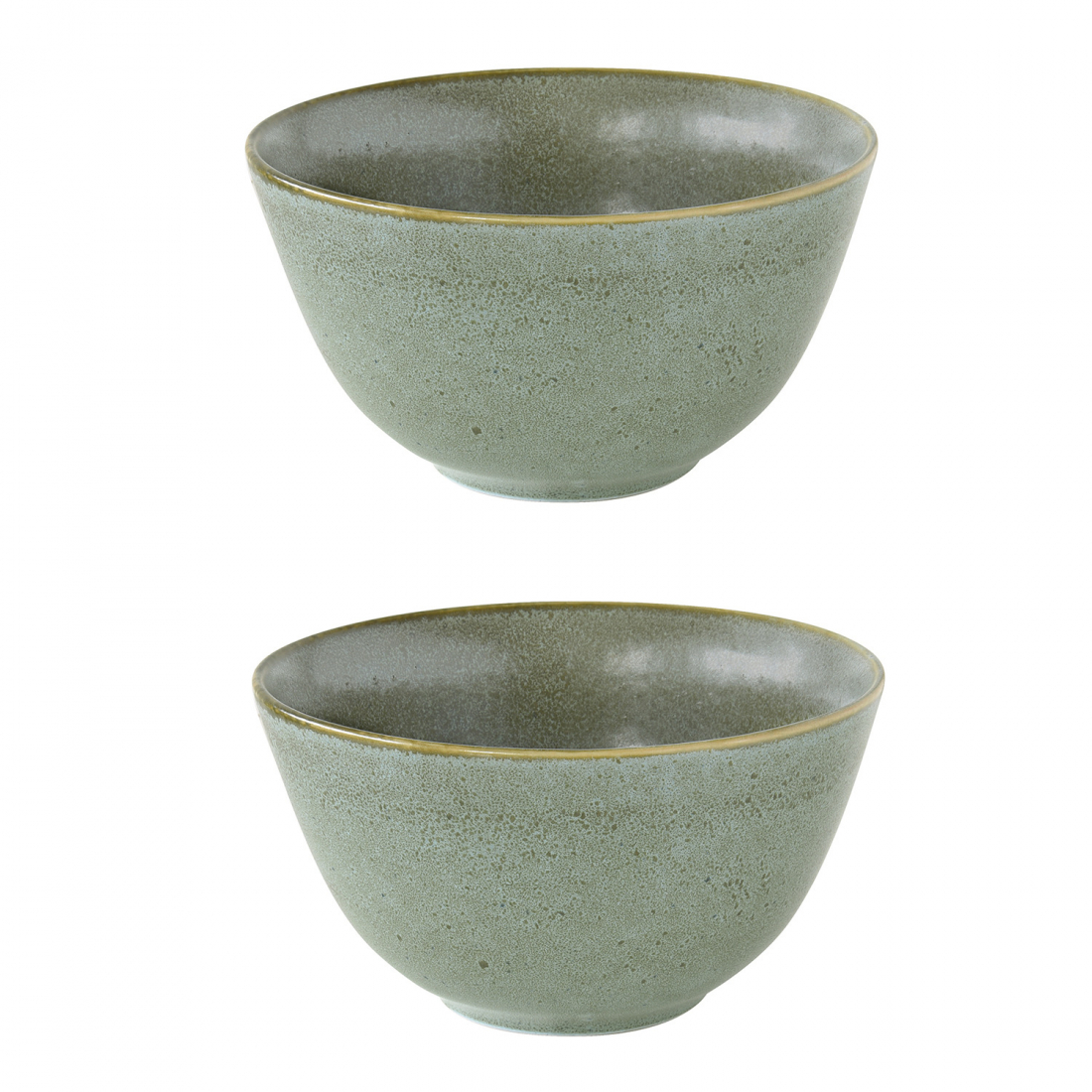 Set Aus 2 Salatschüsseln, Ø 20,5 cm, Aus Essential Green Steingut