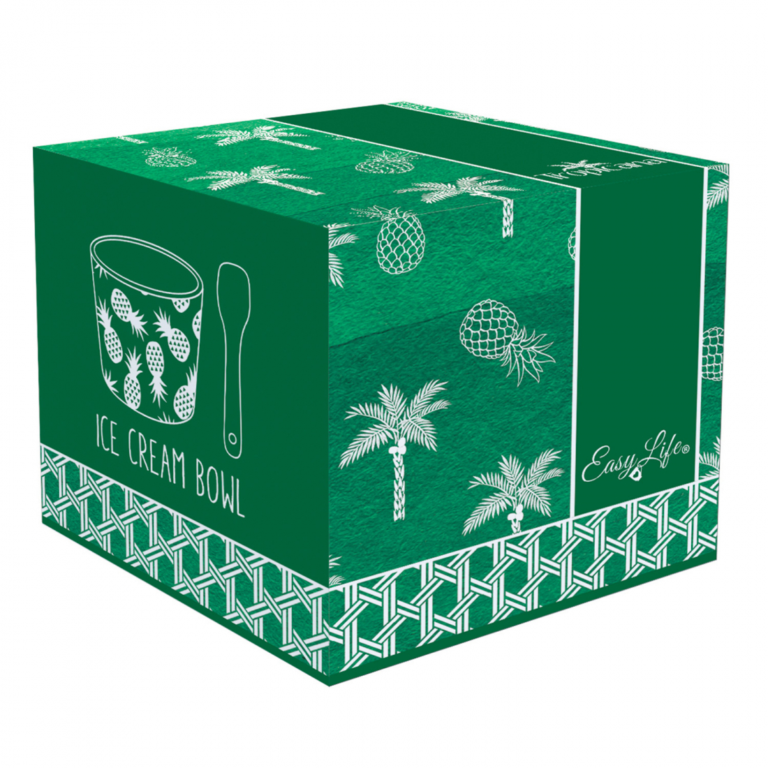 Eisbecher Aus Porzellan, Durchmesser 8,5 cm, Mit Löffel In Tropicana-Verpackung