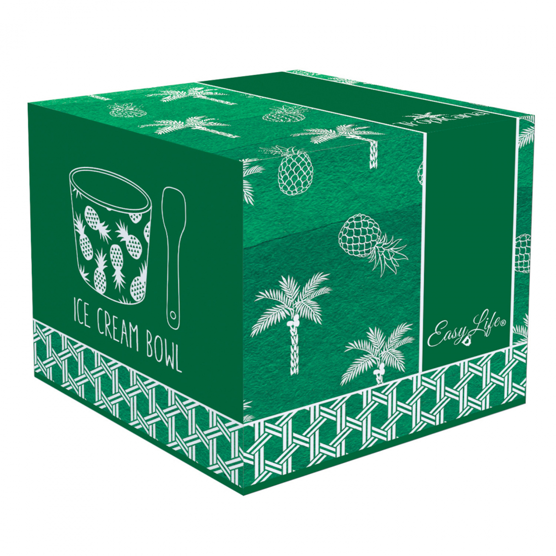 Eisbecher Aus Porzellan, Durchmesser 8,5 cm, Mit Löffel In Tropicana-Verpackung – Ananas-Variante