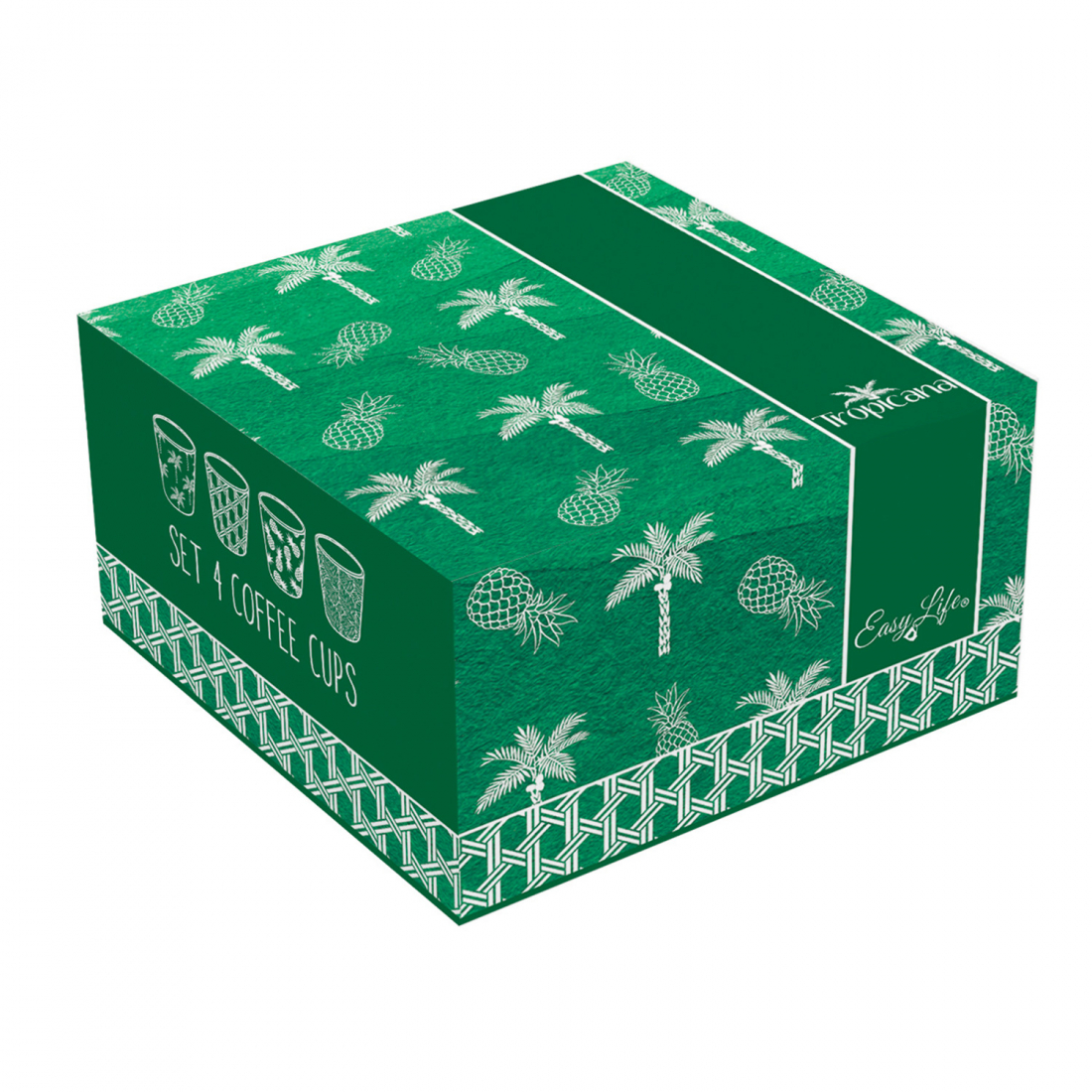 Set Of 4 100 ml Porcelain Coffee Cups In Tropicana Box