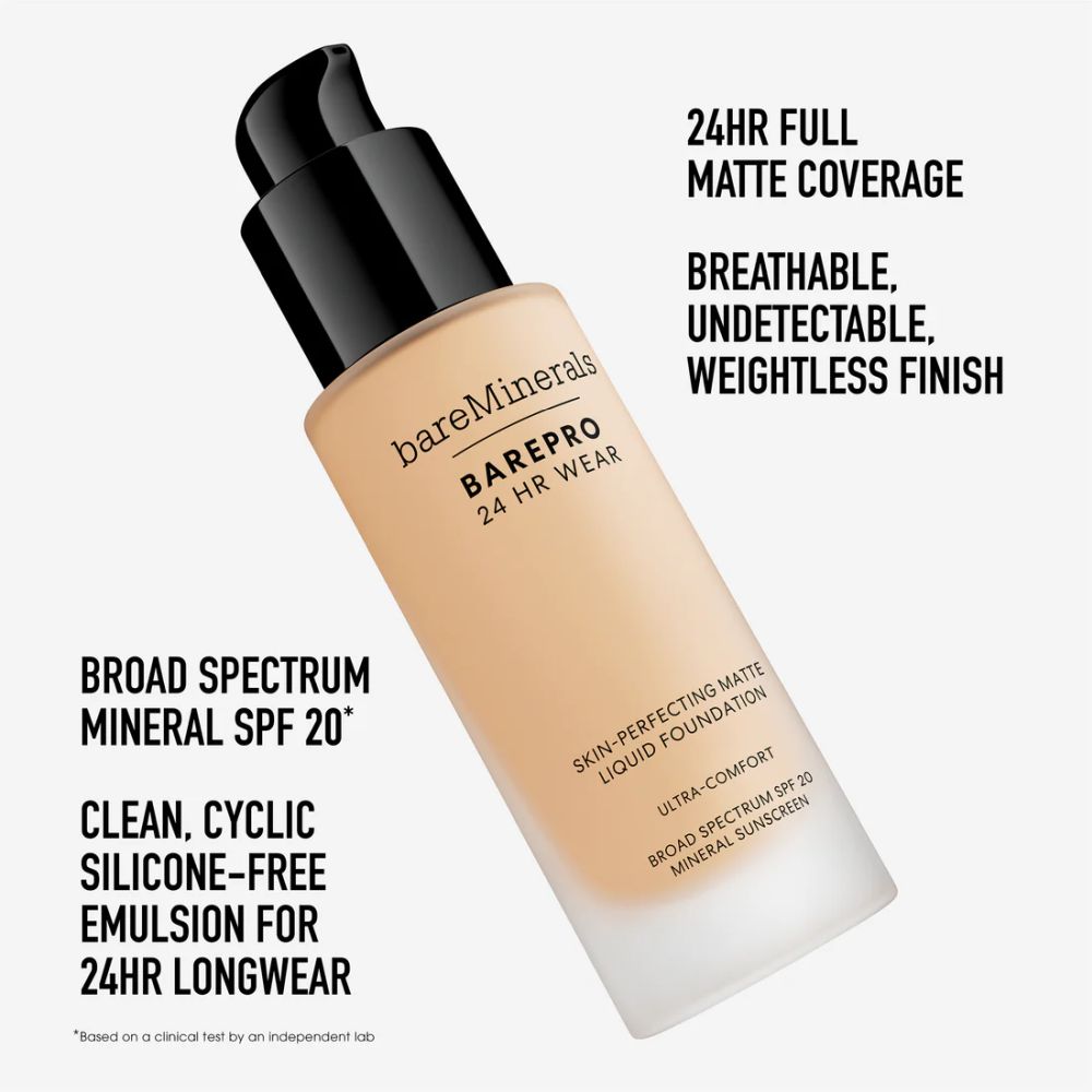 Fond de teint liquide 'BarePro 24Hr Skin-Perfecting Matte SPF20' - 28 Light Neutral 30 ml