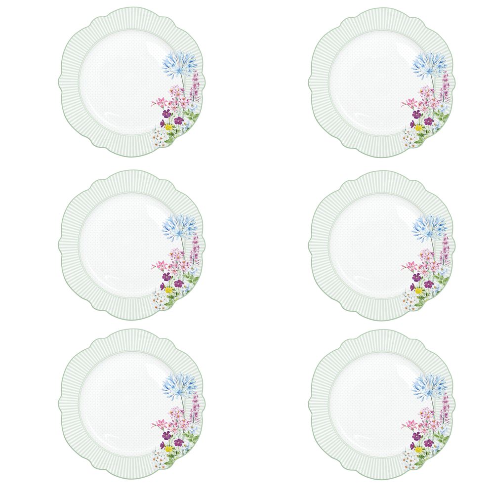 Set 6 Speiseteller Aus Porzellan Ø 26 cm Floraison