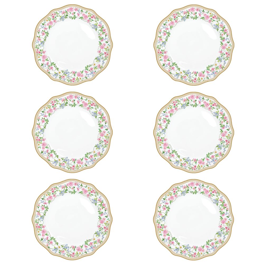 Set 6 Porzellan-Speiseteller Ø 26 cm Garden Joy